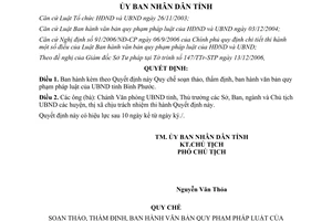 Quyết định 04/2007/QĐ-UBND quy chế soạn thảo thẩm định ban hành văn bản quy phạm Bình Phước