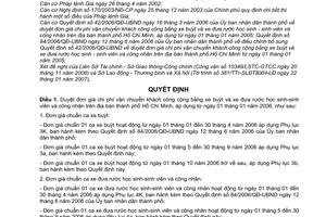 Quyết định 13/2007/QĐ-UBND duyệt đơn giá chi phí vận chuyển khách công cộng bằng xe buýt đưa rước học sinh sinh viên công nhân thành phố Hồ Chí Minh