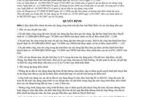 Quyết định 02/2007/QĐ-UBND điều chỉnh dự toán công trình tỉnh Điện Biên