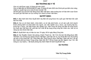 Quyết định 09/2007/QĐ-BYT Bản bổ sung Dược thư quốc gia Việt Nam lần xuất bản thứ nhất