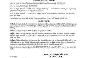 Quyết định 12/2007/QĐ-UBND đơn giá thuê đất Bình Dương
