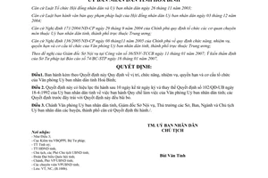 Quyết định 01/2007/QĐ-UBND Quy định cơ cấu, chức năng văn phòng ủy ban Hòa Bình