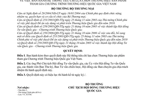 Quyết định 0110/QĐ-BTM Hệ thống tiêu chí lựa chọn Thương hiệu sản phẩm tham gia Chương trình Thương hiệu Quốc gia Việt Nam