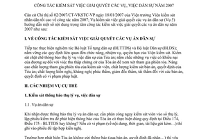 Hướng dẫn 02/VKSTC-V5 kiểm sát giải quyết các vụ, việc dân sự năm 2007