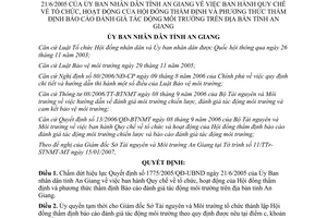 Quyết định 209/QĐ-UBND năm 2007 chấm dứt 1775/2005/QĐ-UBND HĐ thẩm định môi trường An Giang