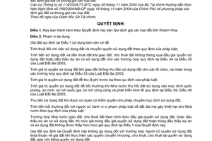 Quyết định 04/2007/QĐ-UBND giá các loại đất năm 2007