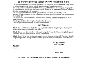 Quyết định 216/QĐ-BNN-KHCN phê duyệt Quy định tạm thời áp dụng trong các chương trình, dự án khuyến nông