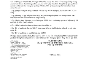 Thông báo 101/TB-BTC tỷ giá hạch toán ngoại tệ tháng 02/2007