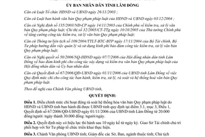 Quyết định 03/2007/QĐ-UBND chi rà soát hệ thống hóa văn bản quy phạm pháp luật Lâm Đồng