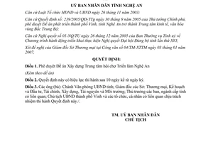 Quyết định 07/2007/QĐ-UBND Xây dựng trung tâm hội chợ triển lãm Nghệ An