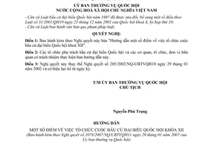 Nghị quyết 1078/2007/NQ-UBTVQH11 hướng dẫn tổ chức cuộc bầu cử đại biểu Quốc