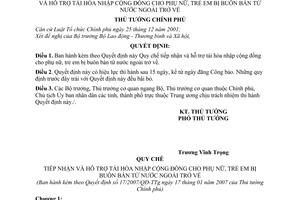 Quyết định 17/2007/QĐ-TTg ban bành quy chế tiếp nhận hỗ trợ tái hòa nhập cộng đồng phụ nữ trẻ em bị buôn bán từ nước ngoài trở về