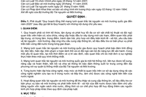 Quyết định 16/2007/QĐ-TTg quy hoạch tổng thể mạng lưới quan trắc tài nguyên môi trường quốc gia đến năm 2020
