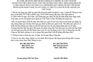 Thông tư liên tịch 01/2007/TTLT-BCA-BNG quy định chi tiết thi hành Pháp lệnh nhập cảnh xuất cảnh cư trú của người nước ngoài tại Việt Nam