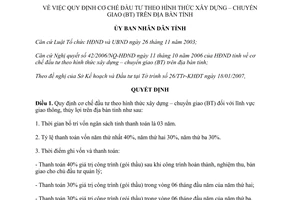 Quyết định 06/2007/QĐ-UBND đầu tư theo hình thức xây dựng chuyển giao Đắk Lắk