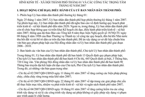 Báo cáo 11/BC-UBND hoạt động chỉ đạo điều hành UBND tình hình kinh tế - xã hội HCM 01 công tác trọng tâm