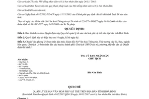 Quyết định 02/2007/QĐ-UBND Quy chế quản lý di sản văn hoá phi vật thể Hoà Bình