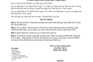 Quyết định 248/2007/QĐ-UBND xuất khẩu lao động tỉnh Thừa Thiên Huế