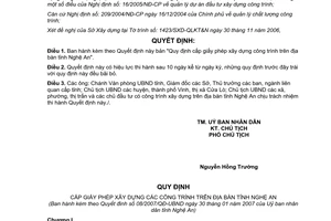 Quyết định 08/2007/QĐ-UBND Quy định cấp giấy phép xây dựng công trình
