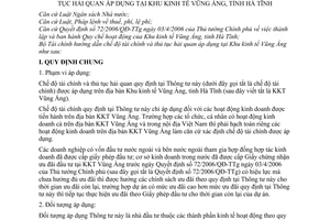 Thông tư 07/2007/TT-BTC hướng dẫn chế độ tài chính thủ tục hải quan Khu kinh tế Vũng Áng Hà Tĩnh