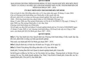 Quyết định 14/2007/QĐ-UBND chương trình hành động đẩy mạnh sắp xếp đổi mới phát triển nâng cao hiệu quả doanh nghiệp Nhà nước TPHCM 2007 - 2010