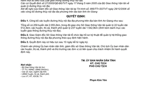 Quyết định 07/2007/QĐ-UBND công bố tuyến đường thủy nội địa tỉnh An Giang