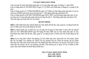 Quyết định 05/2007/QĐ-UBND chế độ thu, nộp, quản lý, sử dụng lệ phí