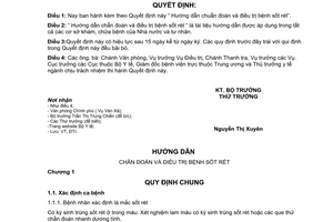 Quyết định 339/QĐ-BYT Hướng dẫn chuẩn đoán điều trị bệnh sốt rét