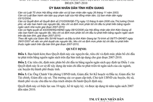 Quyết định 03/2007/QĐ-UBND nguyên tắc tiêu chí định mức phân bổ chi đầu tư phát triển ngân sách tỉnh Kiên Giang