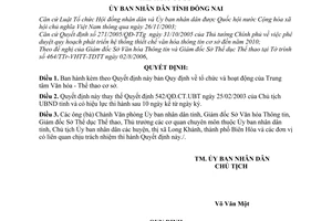 Quyết định 02/2007/QĐ-UBND quy định tổ chức hoạt động Trung tâm Văn hóa Thể thao cơ sở tỉnh Đồng Nai