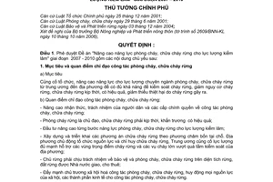Quyết định 02/2007/QĐ-TTg Phê duyệt Đề án nâng cao năng lực phòng cháy chữa cháy rừng lực lượng kiểm lâm giai đoạn 2007  2010