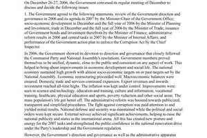 Resolution No. 01/2007/NQ-CP, on the Governments December 2006 regular meeting