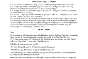 Quyết định 01/2007/QĐ-BTC thuế nhập khẩu thóc nhập khẩu xuất xứ từ Campuchia