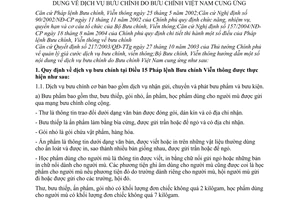 Thông tư 01/2007/TT-BBCVT hướng dẫn dịch vụ bưu chính Bưu chính Việt Nam cung ứng