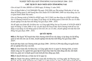 Quyết định 36/QĐ-UBND 2007 Kế hoạch thực hiện chương trình hỗ trợ xây dựng quản lý doanh nghiệp Đồng Nai