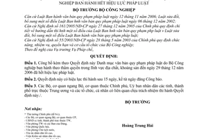 Quyết định 01/2007/QĐ-BCN công bố Danh mục văn bản quy phạm pháp luật