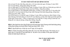 Quyết định 03/2007/QĐ-UBND Kế hoạch thực hiện Chương trình hành động phòng, chống tham nhũng huyện Bình Chánh giai đoạn 2006-2010