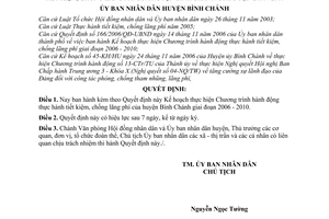 Quyết định 04/2007/QĐ-UBND Kế hoạch thực hiện Chương trình hành động thực hành tiết kiệm, chống lãng phí huyện Bình Chánh giai đoạn 2006-2010