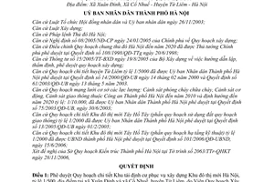 Quyết định 06/2007/QĐ-UBND phê duyệt Quy hoạch chi tiết Khu tái định cư phục vụ xây dựng Khu đô thị mới Hà Nội, tỷ lệ 1/500