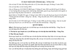 Quyết định 01/2007/QĐ-UBND phê duyệt quy hoạch vị trí đổ bùn nạo vét trên địa bà