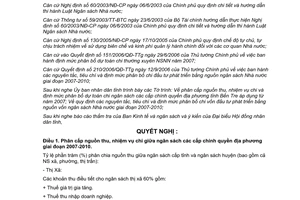 Nghị quyết 02/2007/NQ-HĐND thu chi phân bổ dự toán ngân sách Bến Tre