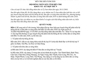 Nghị quyết 05/2007/NQ-HĐND bổ sung Quy hoạch phát triển đô thị khu dân cư Bến Tre