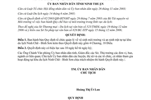 Quyết định 02/2007/QĐ-UBND quản lý vệ sinh môi trường an ninh trật tự KDL