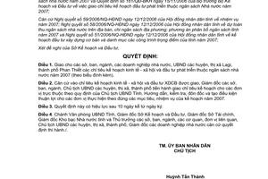 Quyết định 01/2007/QĐ-UBND chỉ tiêu kinh tế xã hội đầu tư phát triển ngân sách