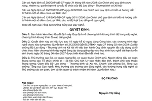 Quyết định 01/2007/QĐ-BLĐTBXH Quy định chương trình khung trình độ trung cấp cao đẳng nghề