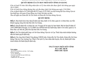 Quyết định 02/2007/QĐ-UBND Quy định tổ chức quản lý khai thác bến khách ngang sông tỉnh An Giang
