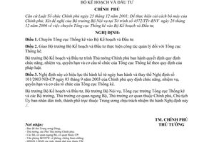 Nghị định 01/NĐ-CP chuyển Tổng cục Thống kê vào Bộ Kế hoạch và Đầu tư