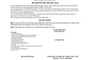 Quyết định 01/2007/QĐ-BTM công bố Danh mục văn bản quy phạm pháp luật