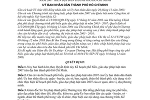 Quyết định 01/2007/QĐ-UBND Kế hoạch triển khai công tác phổ biến giáo dục pháp luật năm 2007 địa bàn thành phố Hồ Chí Minh