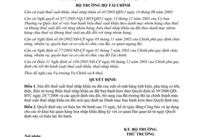 Quyết định 02/2007/QĐ-BTC sửa đổi thuế suất nhập khẩu mặt hàng linh kiện, phụ tùng cơ khí, điện, điện tử